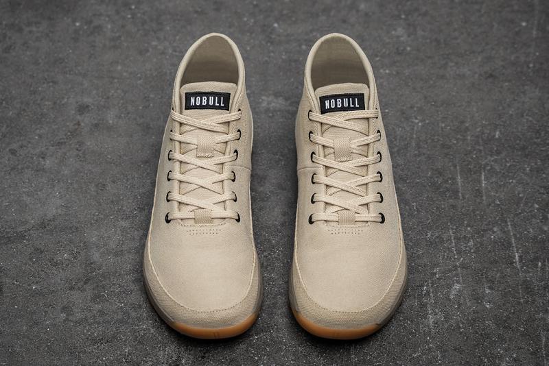 Men's Nobull Desert Canvas Mid Trainers Beige | SG P2224J